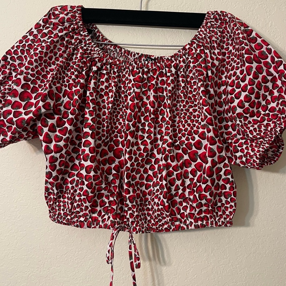 J.Crew Strawberry Cinched-waist Poplin Crop Top - Picture 7 of 16